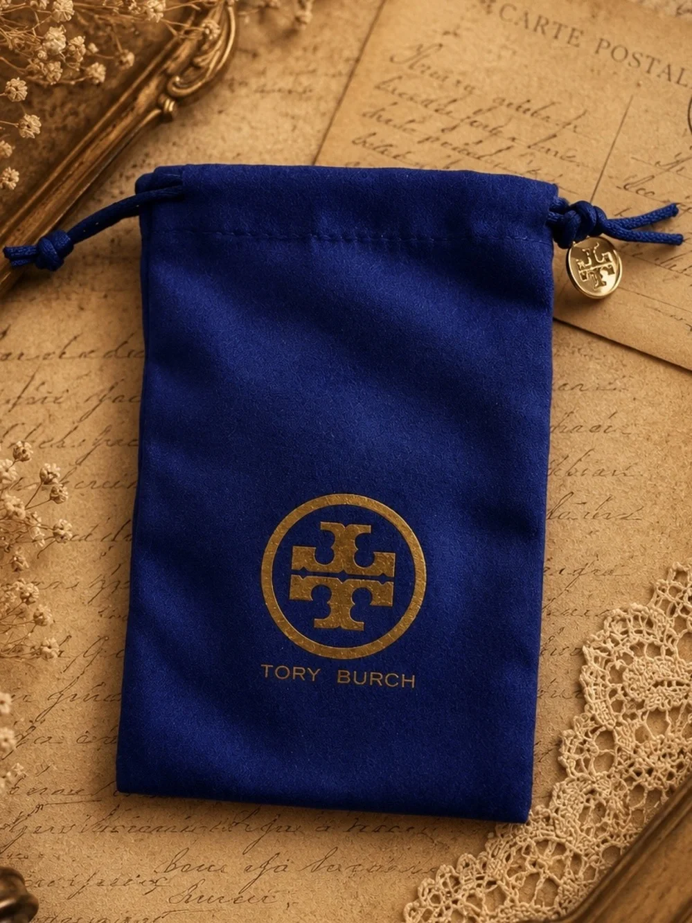 TORY BURCH • Silver Milgrain Logo Hoop Earrings Includes Tory Burch Jewelry Bag